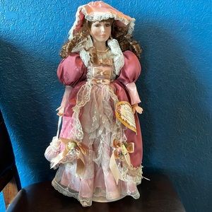 1998 18” Crowne Porcelain “Lauren” doll with stand